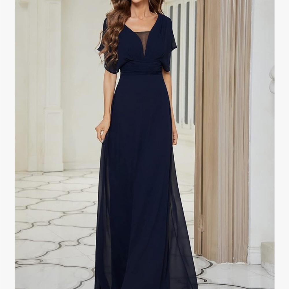 Elegant Navy Blue Evening Gown - NWT